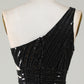 Sparkly Bodycon One Shoulder Black Sequins Short Homecoming Dress With Cut Out Sexy