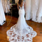 Mermaid V Neck Train Wedding Dress With Appliques Sexy Long