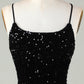Sexy Black Sheath Spaghetti Straps Criss Cross Back Homecoming Dress With Sequins Sparkly 