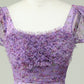 Floral Purple Homecoming Dress With Ruffles Short
