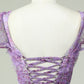 Floral Purple Homecoming Dress With Ruffles Short