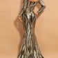 Mermaid / Trumpet Evening Gown Vintage Dress Prom Sweep / Brush Train Long Sleeve V Neck Sequined