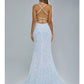 Mermaid / Trumpet Evening Gown Elegant Dress Party Wear Court Train Sleeveless Spaghetti Strap Lace Crisscross Back