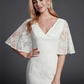 Long Wedding Dresses V Neck Lace Half Sleeve Beautiful Back with Lace