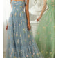 A-Line/Princess Spaghetti Straps Floor-Length Long Prom Floral Dresses With Flowers