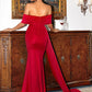 Mermaid / Trumpet Evening Gown Maxi Dress Formal Floor Length Short Sleeve Off Shoulder Satin