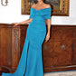 Mermaid / Trumpet Evening Gown Maxi Dress Formal Floor Length Short Sleeve Off Shoulder Satin