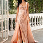 Mermaid / Trumpet Evening Gown Luxurious Dress Wedding Party Floor Length Sleeveless V Neck Detachable Satin