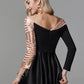Ball Gown Sparkle Quinceanera Formal Evening Dress Off Shoulder Long Sleeve Floor Length Satin