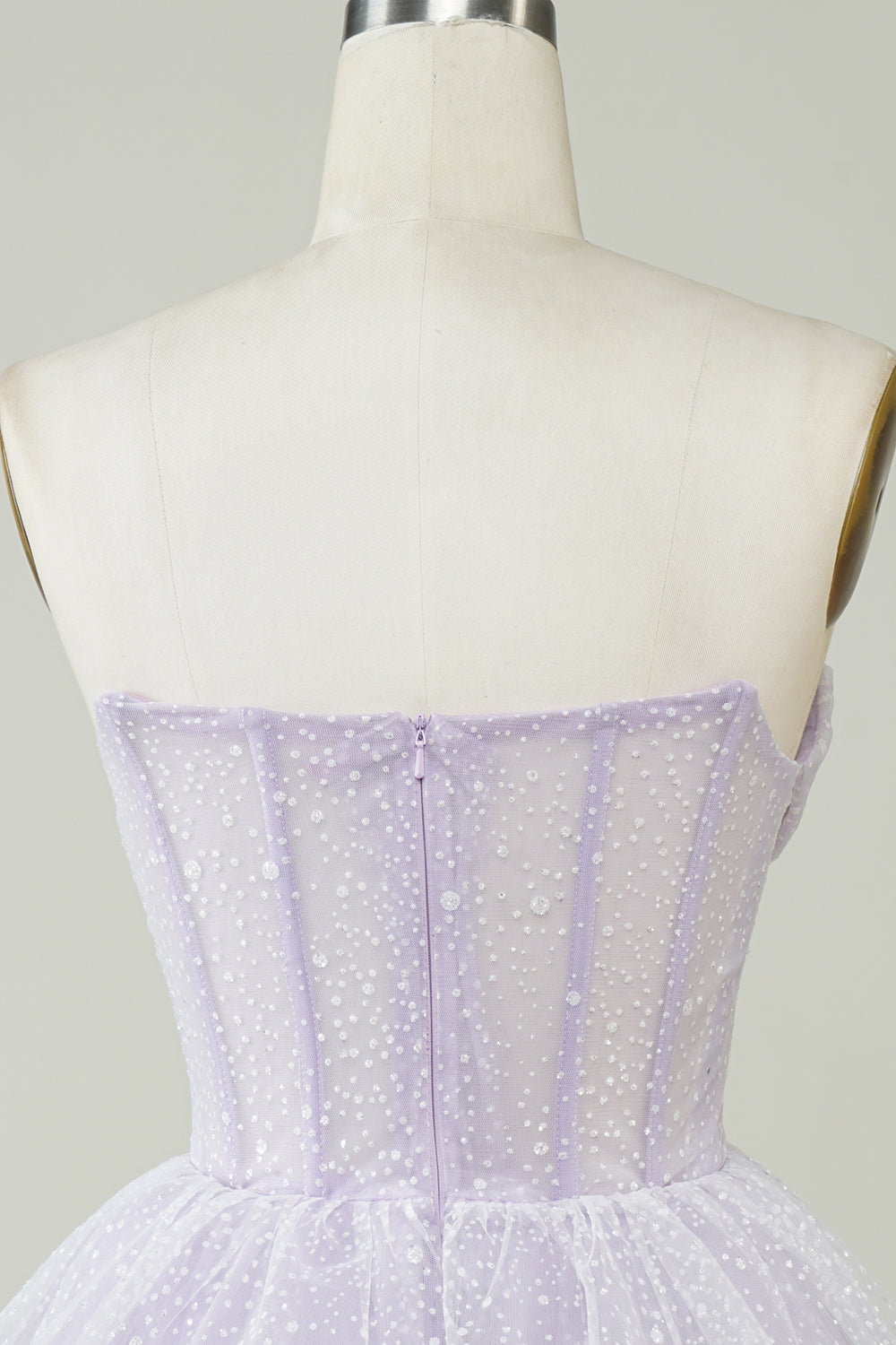 Lilac Corset Cute Tiered Sparkly Homecoming Dress With Ruffles Off Shoulder