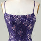 Sparkly Dark Purple Sheath Short Homecoming Dress with Criss Cross Back Sexy