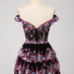 Sparkly Black Pink A-Line Corset Tiered Short Homecoming Dress Sexy