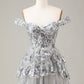 Sparkly Black Pink A-Line Corset Tiered Short Homecoming Dress Sexy