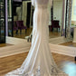 White Lace Scoop Neck Backless Mermaid Long Wedding Gown Beautiful