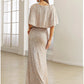 Mermaid / Trumpet Evening Gown Elegant Dress Formal Fall Sweep / Brush Train Half Sleeve V Neck Sequined