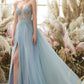 Lavender Tulle A-line Prom Dress with Beading Open Back Long Sexy