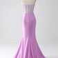 Mermaid Strapless Corset Prom Dress with Slit Off Shoulder Sexy Long