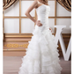 A-Line Wedding Dresses Strapless Floor Length Organza Satin Strapless with Ruched Cascading