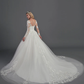 Ball Gown Wedding Dresses Illusion Neck Chapel Train Lace Tulle Long Sleeve Glamorous See-Through Illusion Detail with Buttons