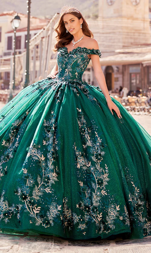 Quinceanera Dress Off Shoulder Sexy Long Beautiful Dark Green Prom Dresses