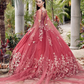 Quinceanera Dress with Sheer Cape Off Shoulder Long Beautiful