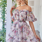 Off the Shoulder A Line Printed Cute Homecoming Dress Beautiful Short Sexy