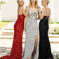 Sparkly Red Corset Long Mirror Prom Dress With Slit Sexy Evening Dresses