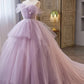 A-line Tulle Long Prom Gown Prom Dresses