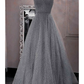 A-Line Prom Dresses Sparkle & Shine Dress Party Wear Floor Length Sleeveless Spaghetti Strap Tulle