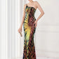 Mermaid / Trumpet Evening Gown Elegant Dress Wedding Guest Floor Length Sleeveless One Shoulder Sequined V Back