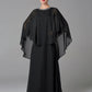 A-Line Mother of the Bride Dress Wedding Guest Elegant Cape Dress Plus Size Jewel Neck Floor Length Chiffon Sleeveless