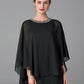 A-Line Mother of the Bride Dress Wedding Guest Elegant Cape Dress Plus Size Jewel Neck Floor Length Chiffon Sleeveless