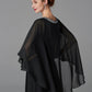A-Line Mother of the Bride Dress Wedding Guest Elegant Cape Dress Plus Size Jewel Neck Floor Length Chiffon Sleeveless