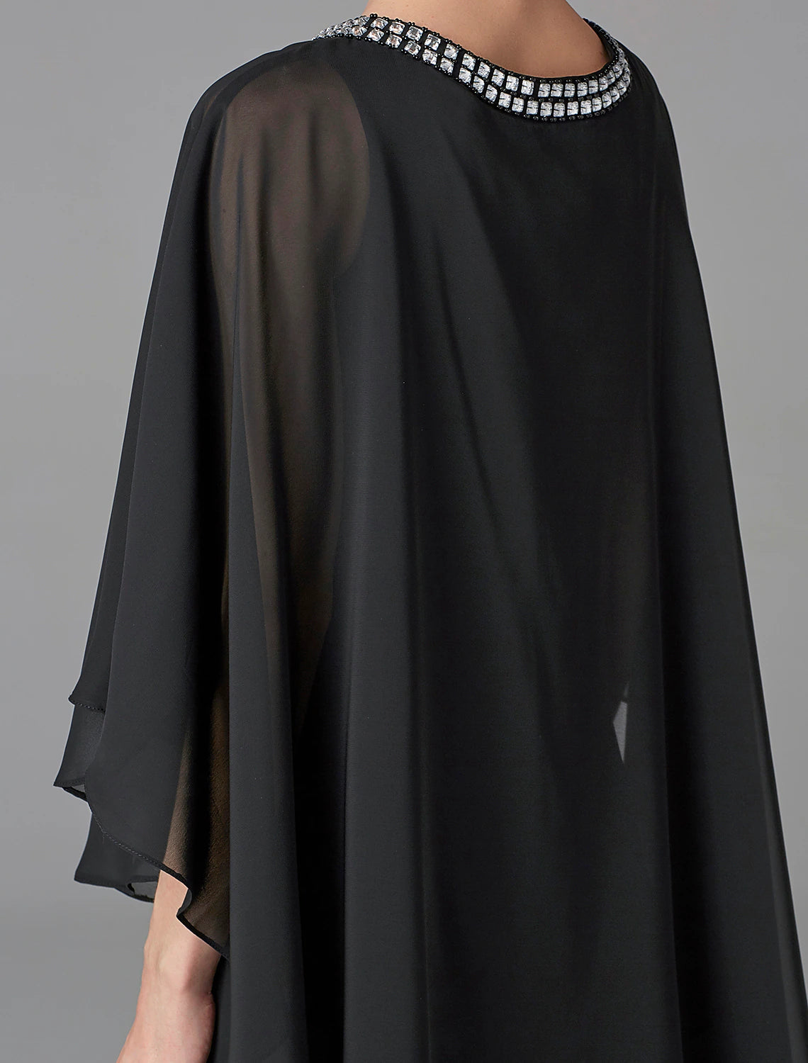 A-Line Mother of the Bride Dress Wedding Guest Elegant Cape Dress Plus Size Jewel Neck Floor Length Chiffon Sleeveless