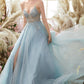 Lavender Tulle A-line Prom Dress with Beading Open Back Long Sexy