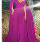 A-Line Evening Gown Elegant Dress Formal Sweep / Brush Train Sleeveless Off Shoulder Capes Chiffon