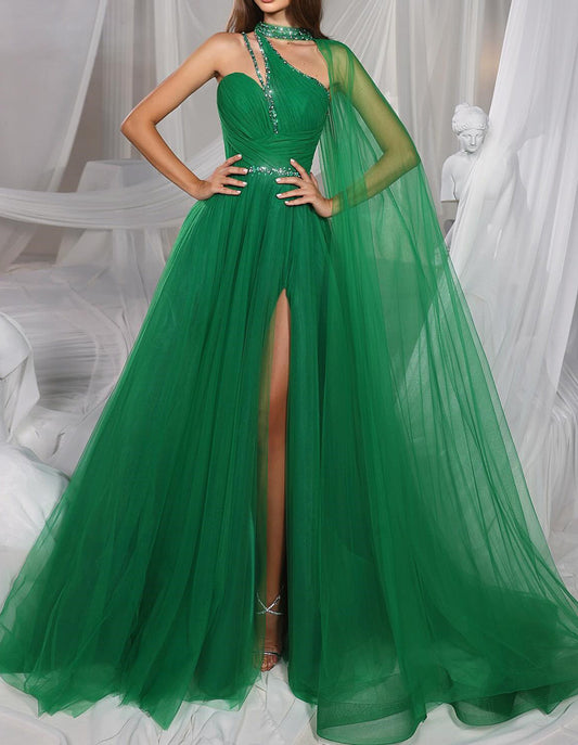 A-Line/Princess Halter Floor-Length Prom Dresses Sexy