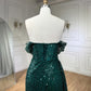 Sheath/Column Strapless Floor-Length Long Prom Dresses With Sequins Sparkly Evening Dresses