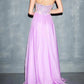 A-Line Evening Gown Glittering Dress Wedding Guest Sweep / Brush Train Sleeveless Sweetheart Chiffon with Rhinestone Beading
