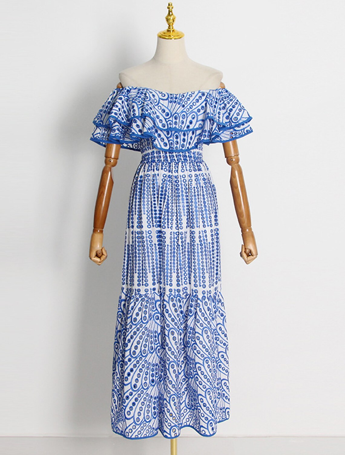 A-Line Wedding Guest Dresses Casual Dress Holiday Ankle Length Short Sleeve Off Shoulder Polyester with Ruffles
