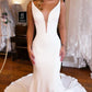White Plunge V Backless Mermaid Long Wedding Dress Sexy