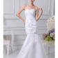 Wedding Dresses Strapless Chapel Train Organza Satin Strapless with Beading