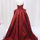 A-Line Satin Long Prom Dress Pure Color