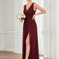 A-Line Evening Gown Minimalist Dress Wedding Guest Floor Length Sleeveless V Neck Chiffon