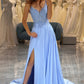 Sparkly Lavender Long Beaded Prom Dress With Appliques V-neck With Slit