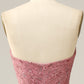 Dusty Rose A-Line Sweetheart Floor Length Tulle Prom Dress V-neck Sexy