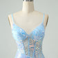 Glitter Tight Spaghetti Straps Corset Short Homecoming Dress with Sequins Sparkly
