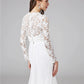 Beach Royal Style Boho Wedding Dresses Sheath / Column Illusion Neck Long Sleeve Sweep / Brush Train Chiffon Bridal Gowns With Lace