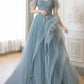 A-Line Lace Long Prom Dress Pure Color