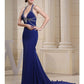 Mermaid / Trumpet Evening Gown Sparkle Dress Engagement Chapel Train Sleeveless Halter Chiffon